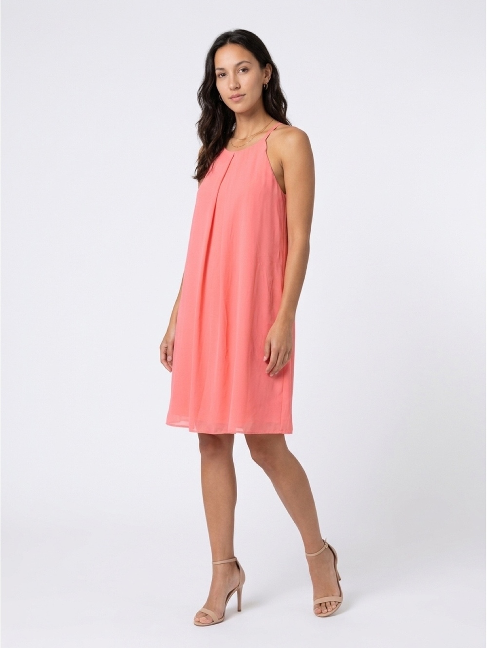 IZ Byer Coral Pink Sleeveless Shift Dress, Size M